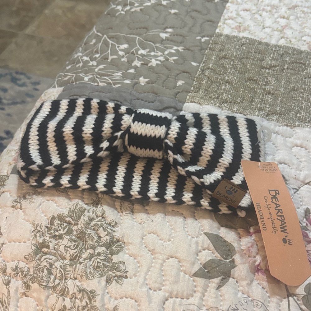 BearPaw Striped Knit Headband with Bow
